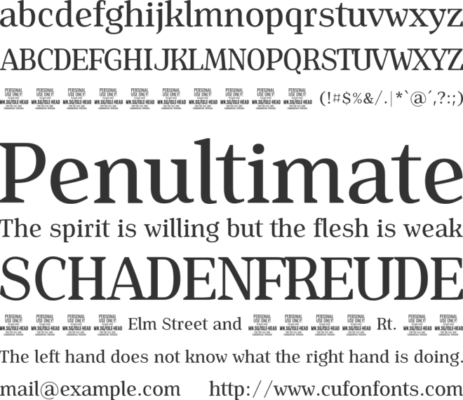 Isle Headline PERSONAL USE font preview