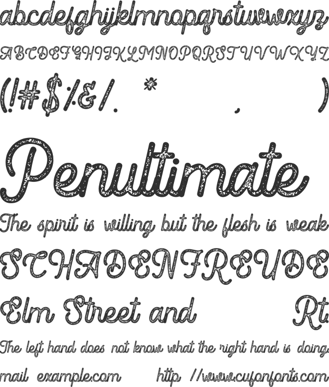 Romedhal Script Stamp font preview
