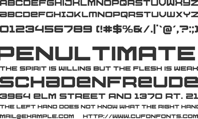 U.S.S. Dallas font preview