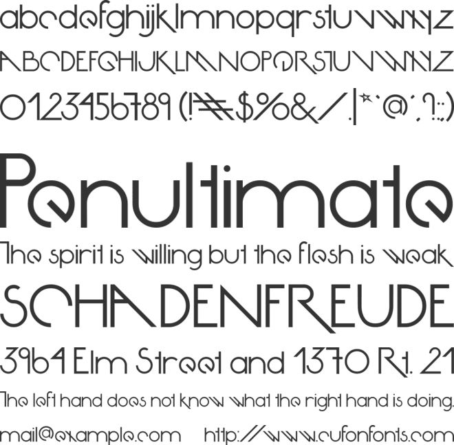 Avante Return font preview