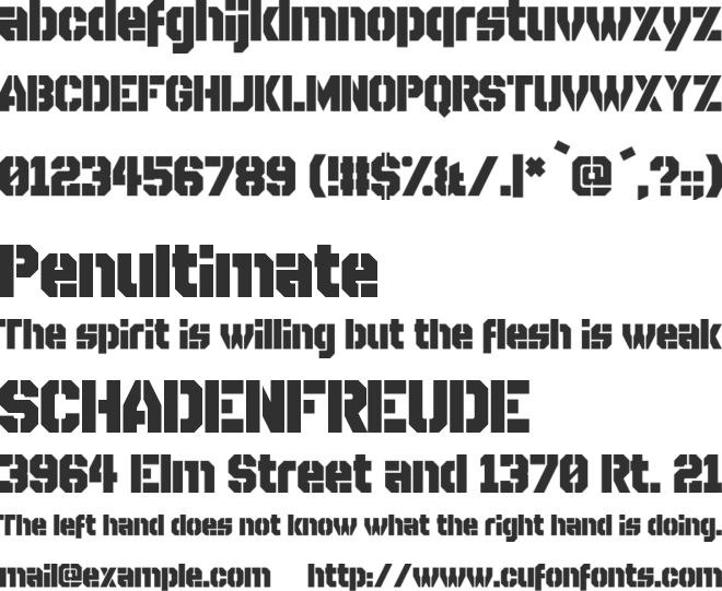 Disparador Stencil font preview