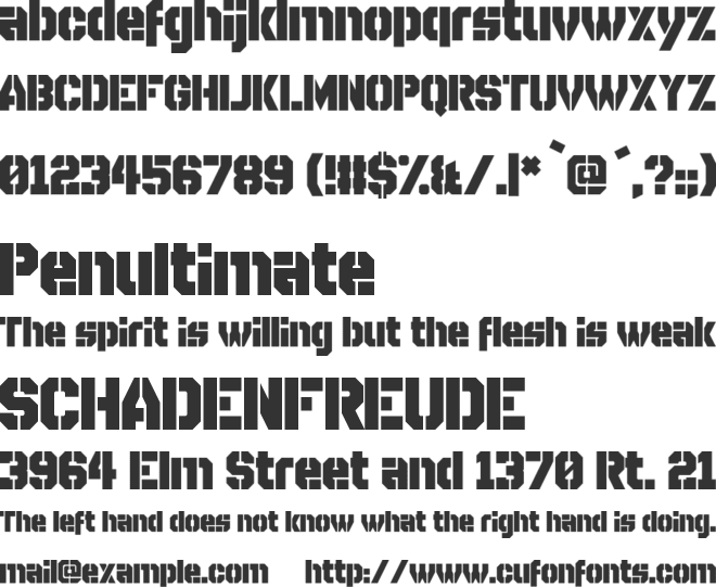 Disparador Stencil font preview