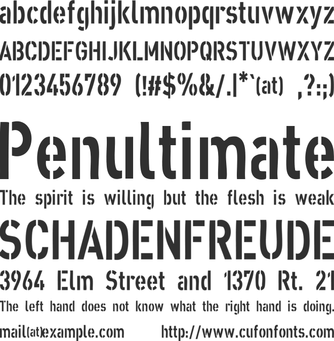 XXII Army font preview