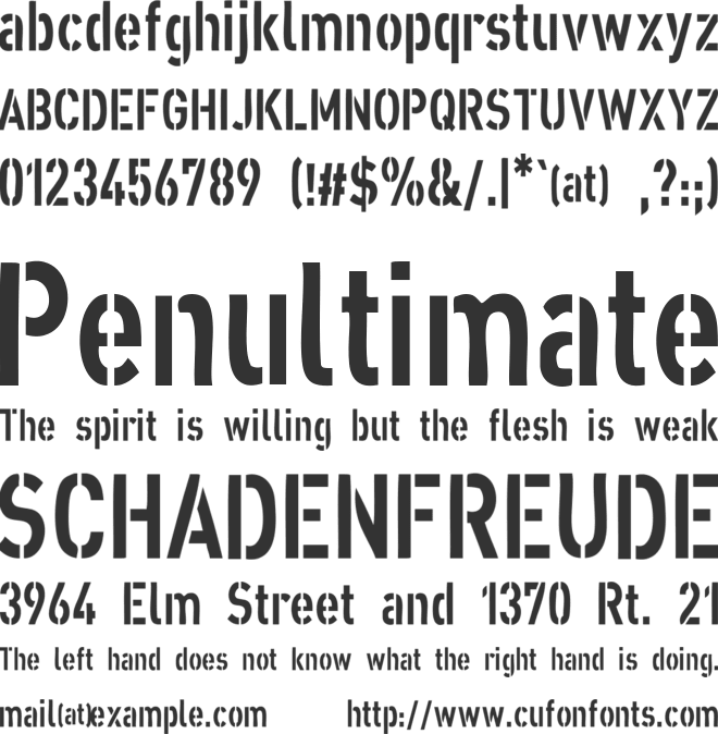 XXII Army font preview