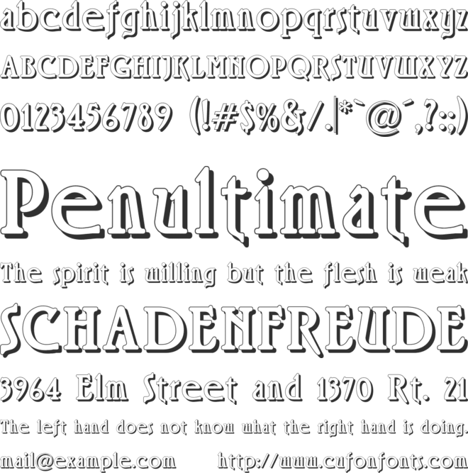 Rossano Shadow font preview