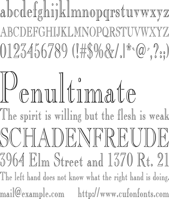BD Engaved Narrow font preview