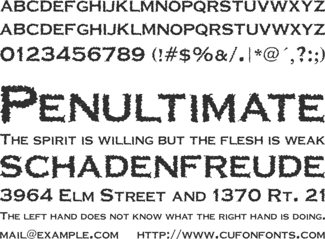 Corrodated J font preview
