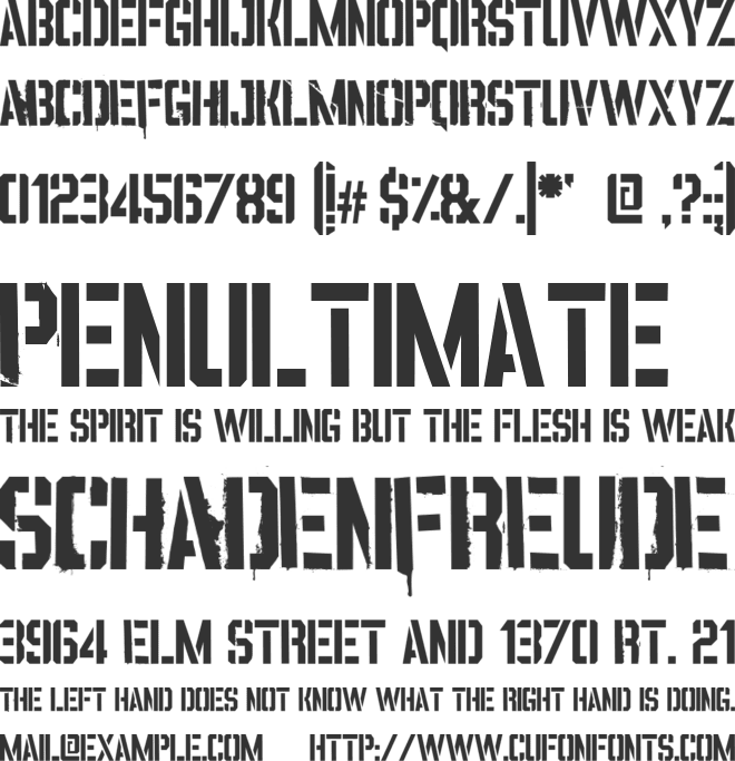 Vinca Stencil font preview