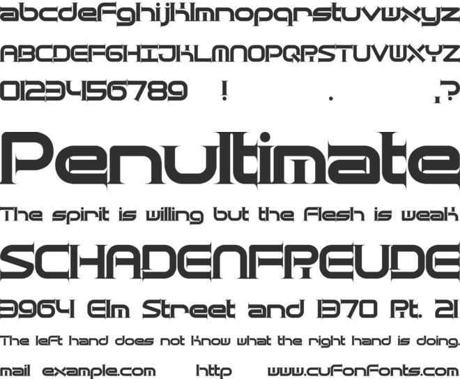 Quantum Taper BRK font preview