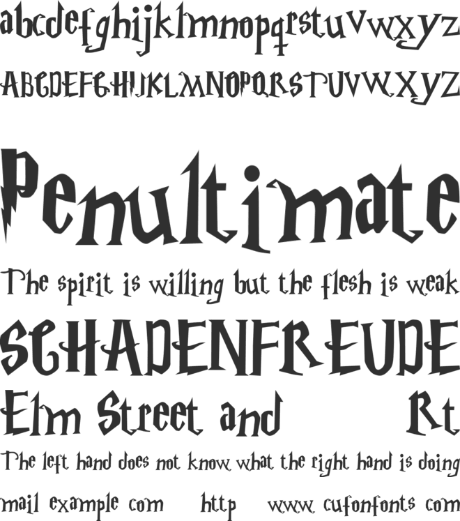 Harry Potter font preview