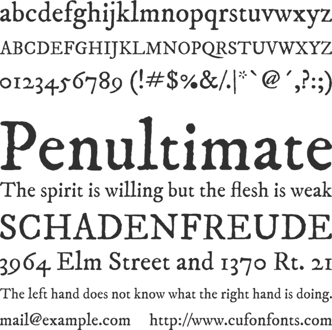 IM FELL DW Pica PRO font preview