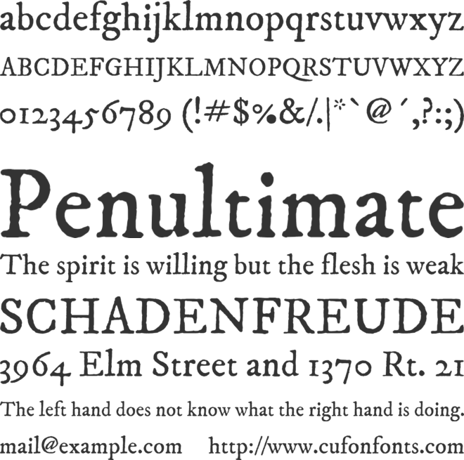 IM FELL DW Pica PRO font preview