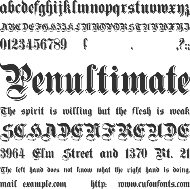 ShadowedGermanica font preview