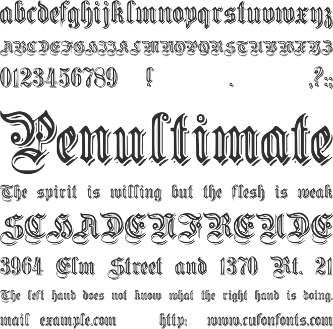 EmbossedGermanica font preview