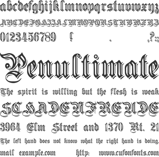 EmbossedGermanica font preview