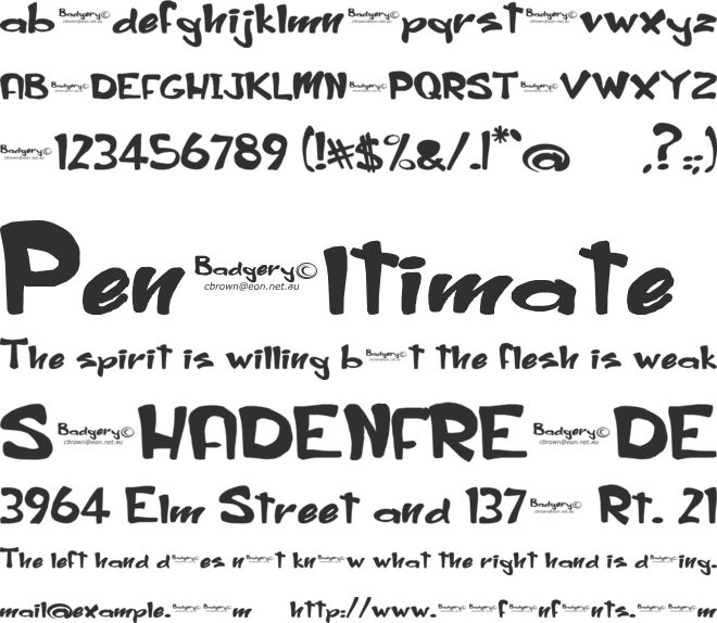 Badgery font preview