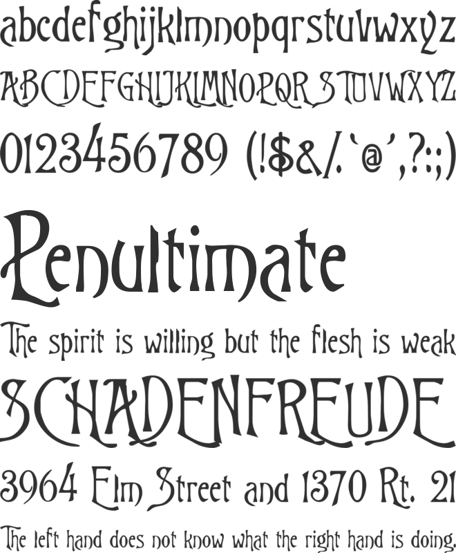 Rugklacht J font preview