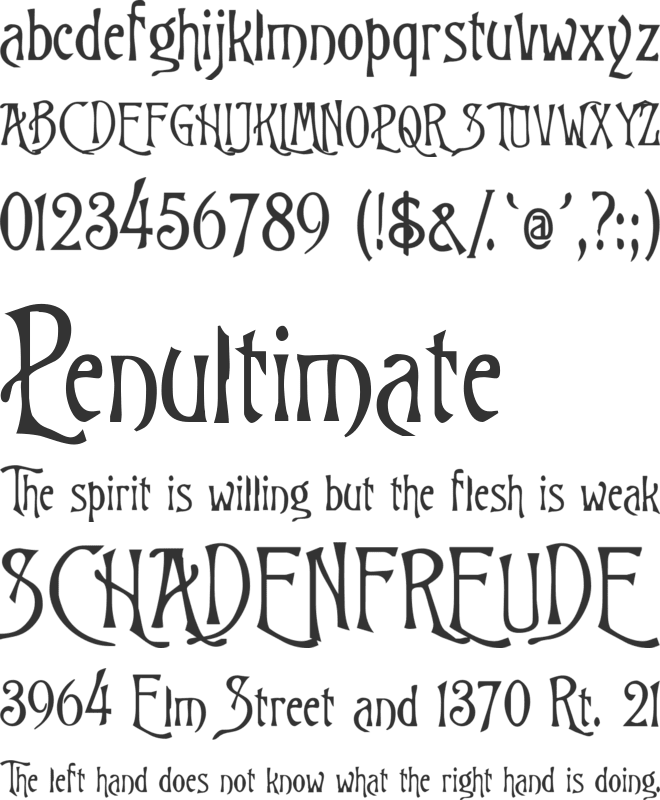 Rugklacht J font preview