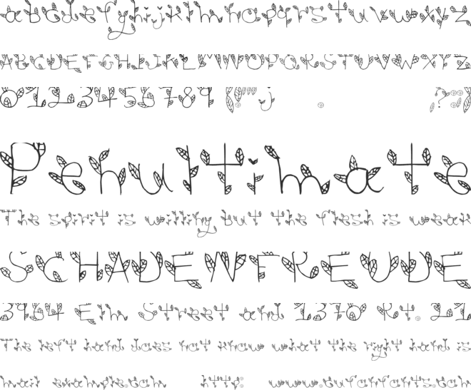 leaves font preview