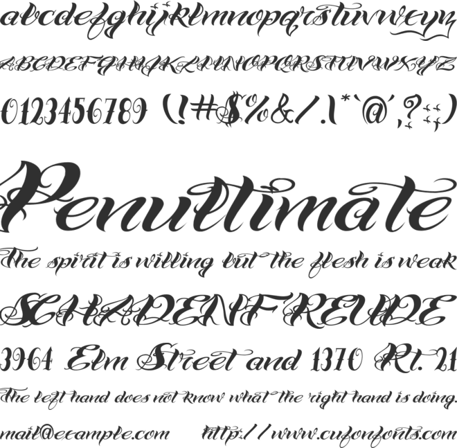 VTC-Bad Tattoo Hand One font preview