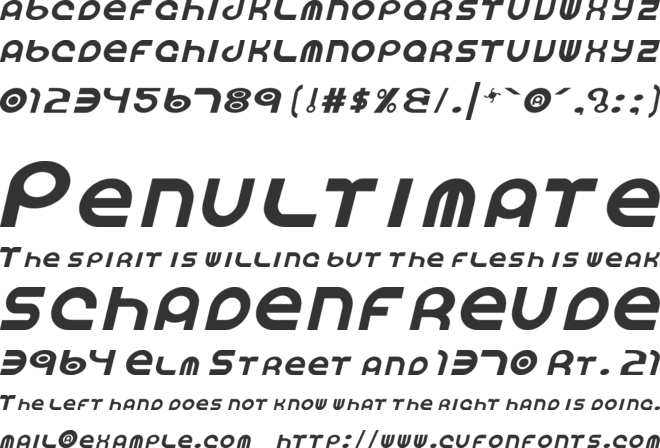 Vocaloid Oblique font preview