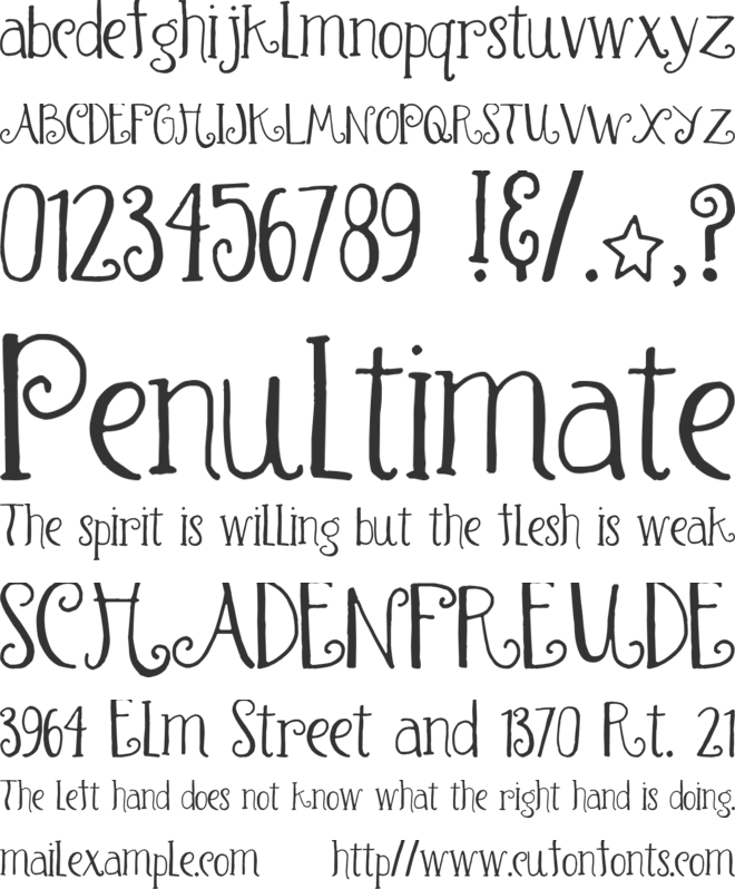 Waterfalls font preview