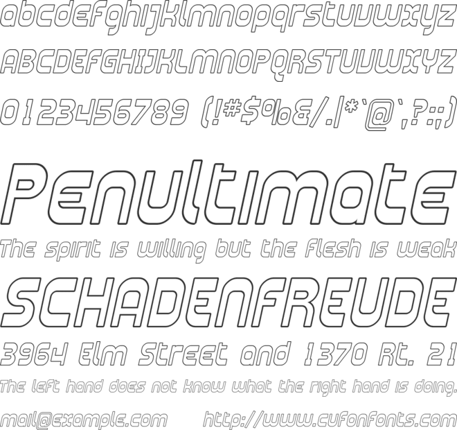 Plasmatica Outline font preview