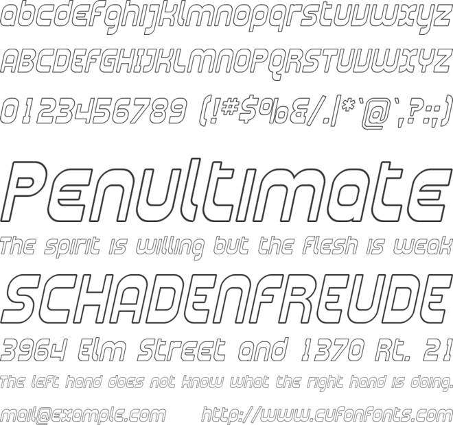 Plasmatica Outline font preview