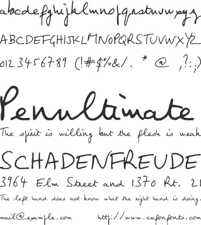 Jean-Claude's hand font preview