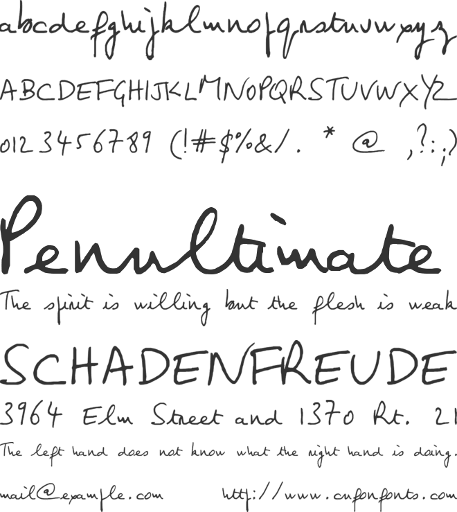 Jean-Claude's hand font preview