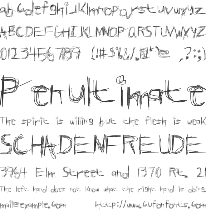 Broken Phone Nails font preview