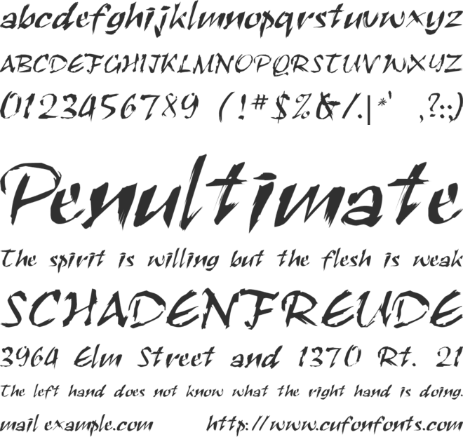 RoughBrush font preview