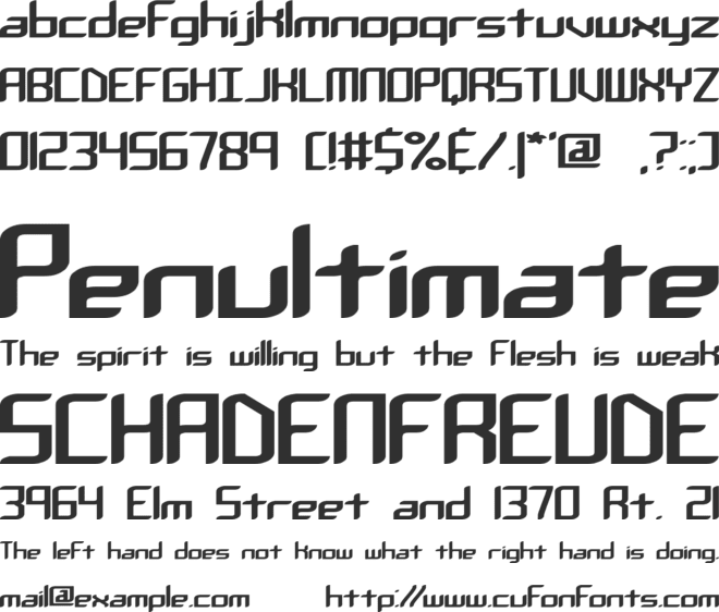 Chemical Reaction A (BRK) font preview