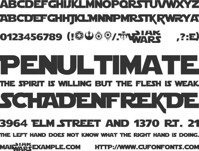 Star Jedi font preview