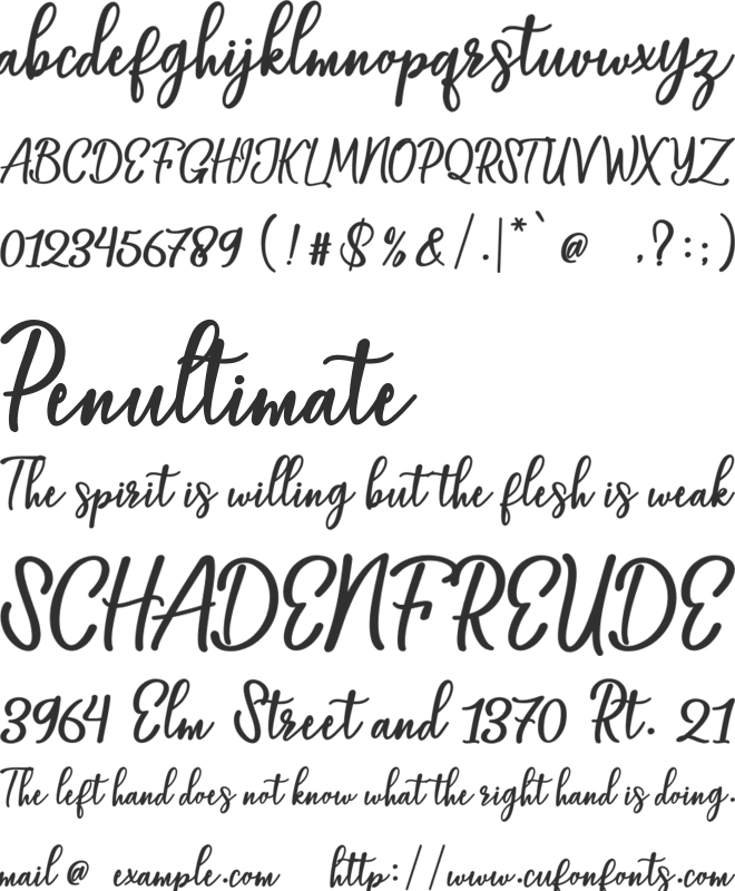 Baleria Script font preview