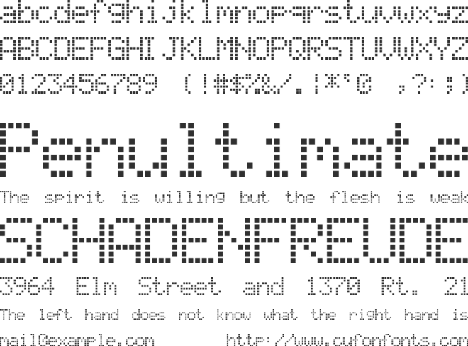 LCD Display Grid font preview