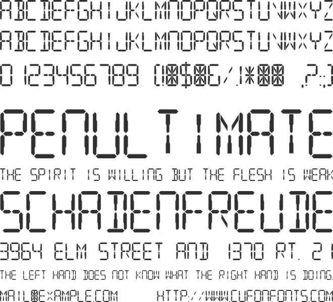 Digital Readout Upright font preview