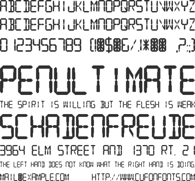 Digital Readout  Upright font preview