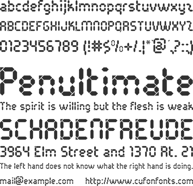Pocket Calculator font preview