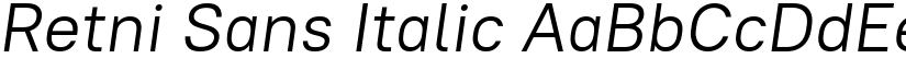 Retni Sans Italic font