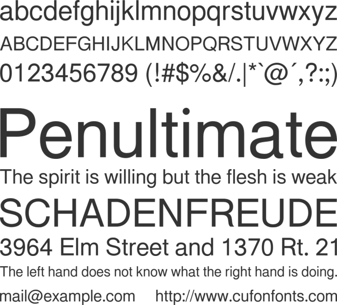 Miedinger* font preview