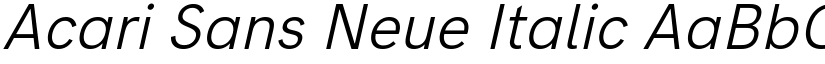 Acari Sans Neue Italic font