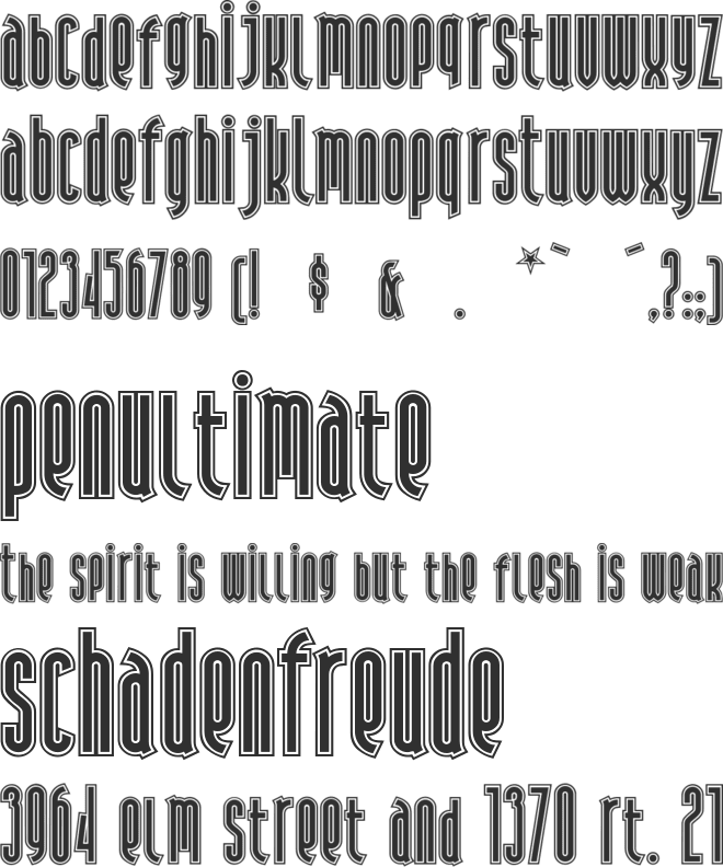 Andiron Outline font preview