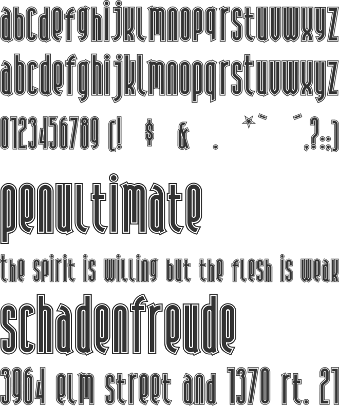 Andiron Outline font preview