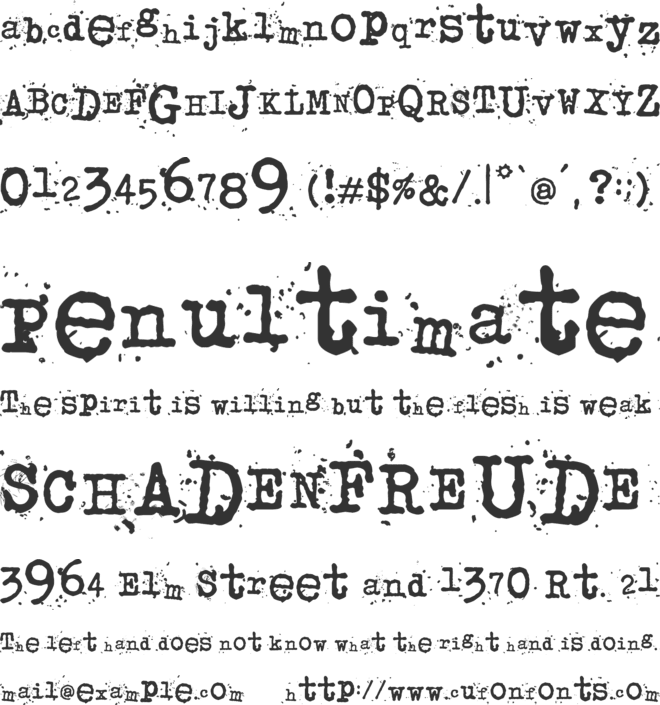 junkos typewriter font preview