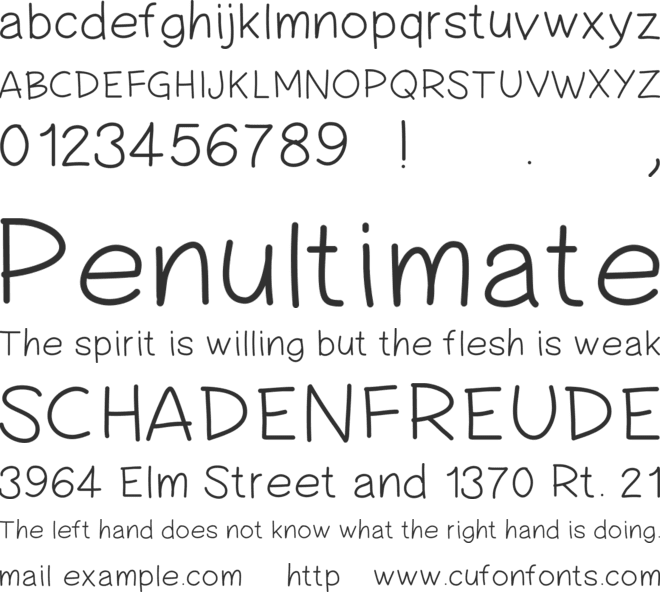 PWSimpleHandwriting font preview