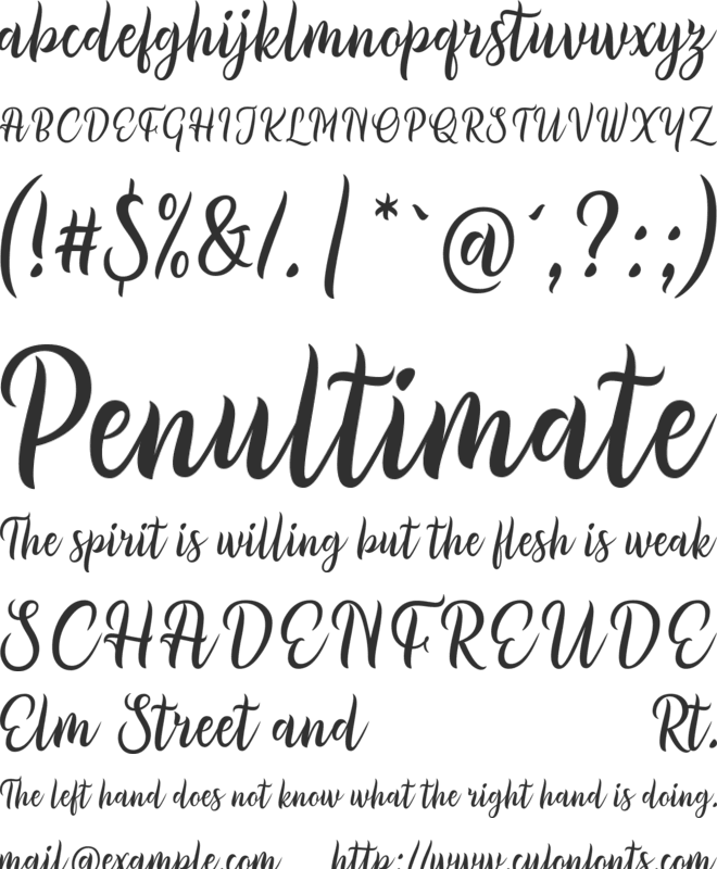 Millythea font preview