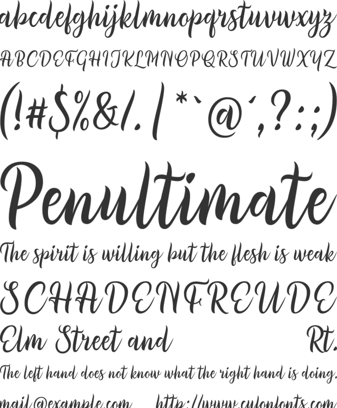Millythea font preview