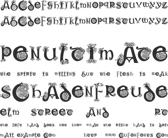 KR Keltic One font preview