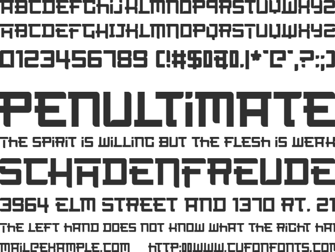 Not the far east font preview